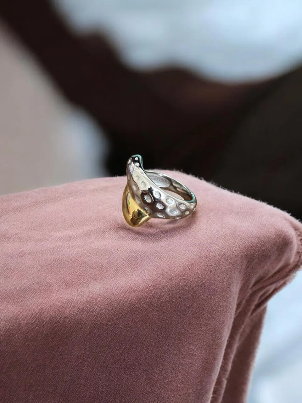 Dual-Tone Serpent Band Ring with Coiled Snake Motif