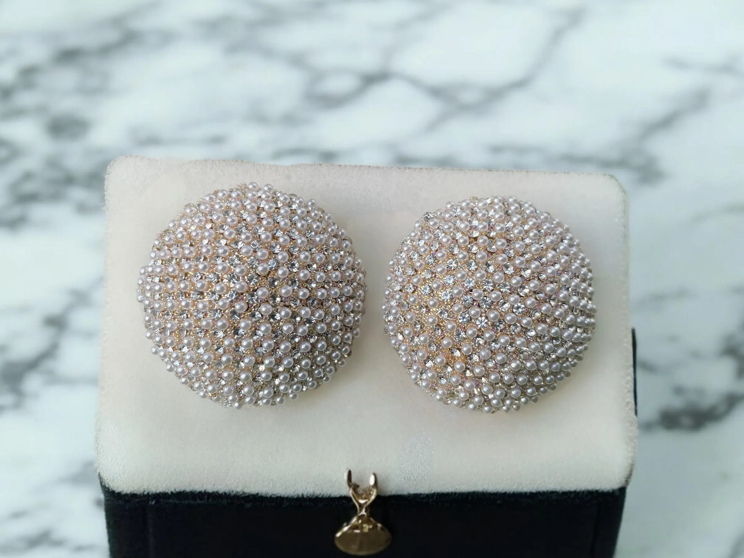 Crystal Dome Statement Studs with 3D Micro-Crystal Texture